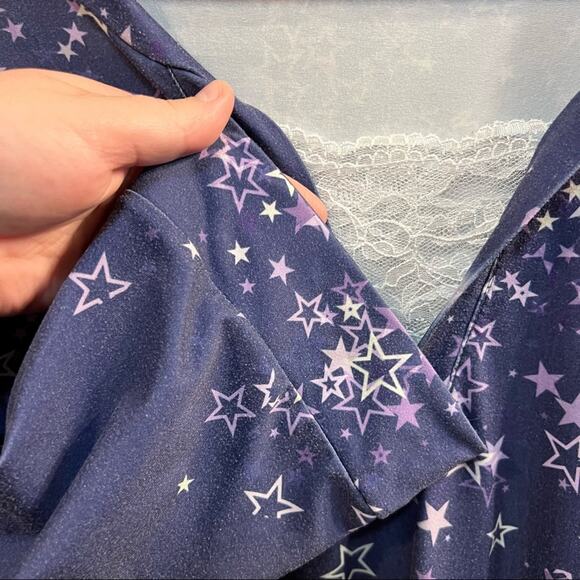 Simply Aster Purple Starstruck Tunic Top Women's Plus Size 1X Lace Neckline - Picture 6 of 10